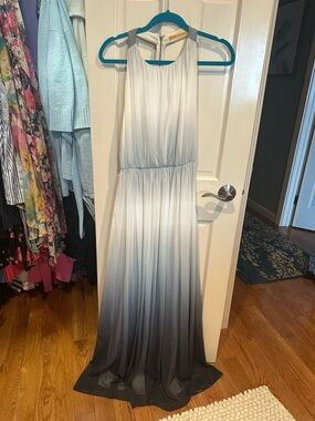 Alice + Olivia White Pleated Halter Dress with Ombre Detail